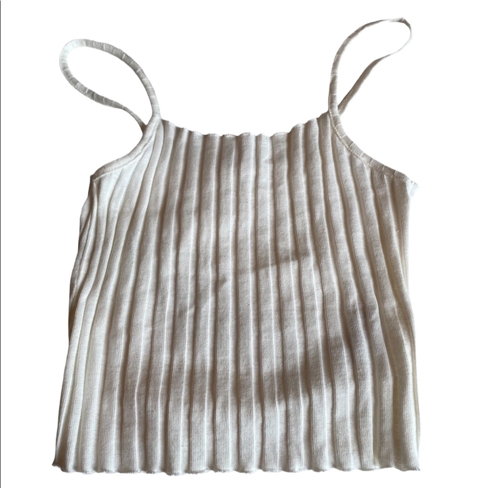 Zara Ivory Ribbed Crop Tank Top